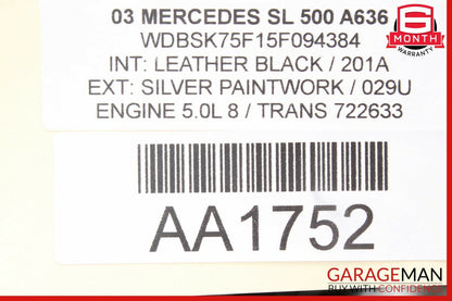 03-08 Mercedes R230 SL500 SL550 SL600 Top Convertible Roof Control Module OEM