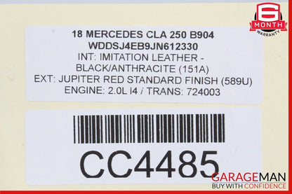 14-19 Mercedes W117 CLA180 CLA250 Sedan Rear Trunk Lid Deck Shell Panel Red OEM