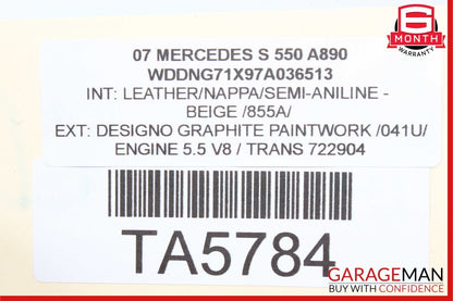 07-09 Mercedes W221 S550 Power Brake Booster Master Cylinder Reservoir Assembly