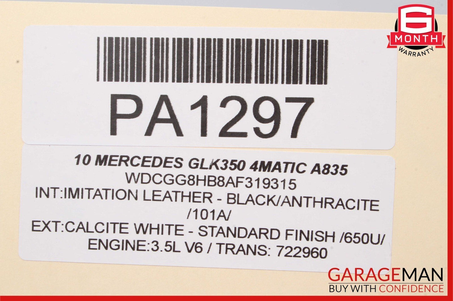 10-15 Mercedes X204 GLK350 GLK250 Rear Right Passenger Interior Door Panel Black