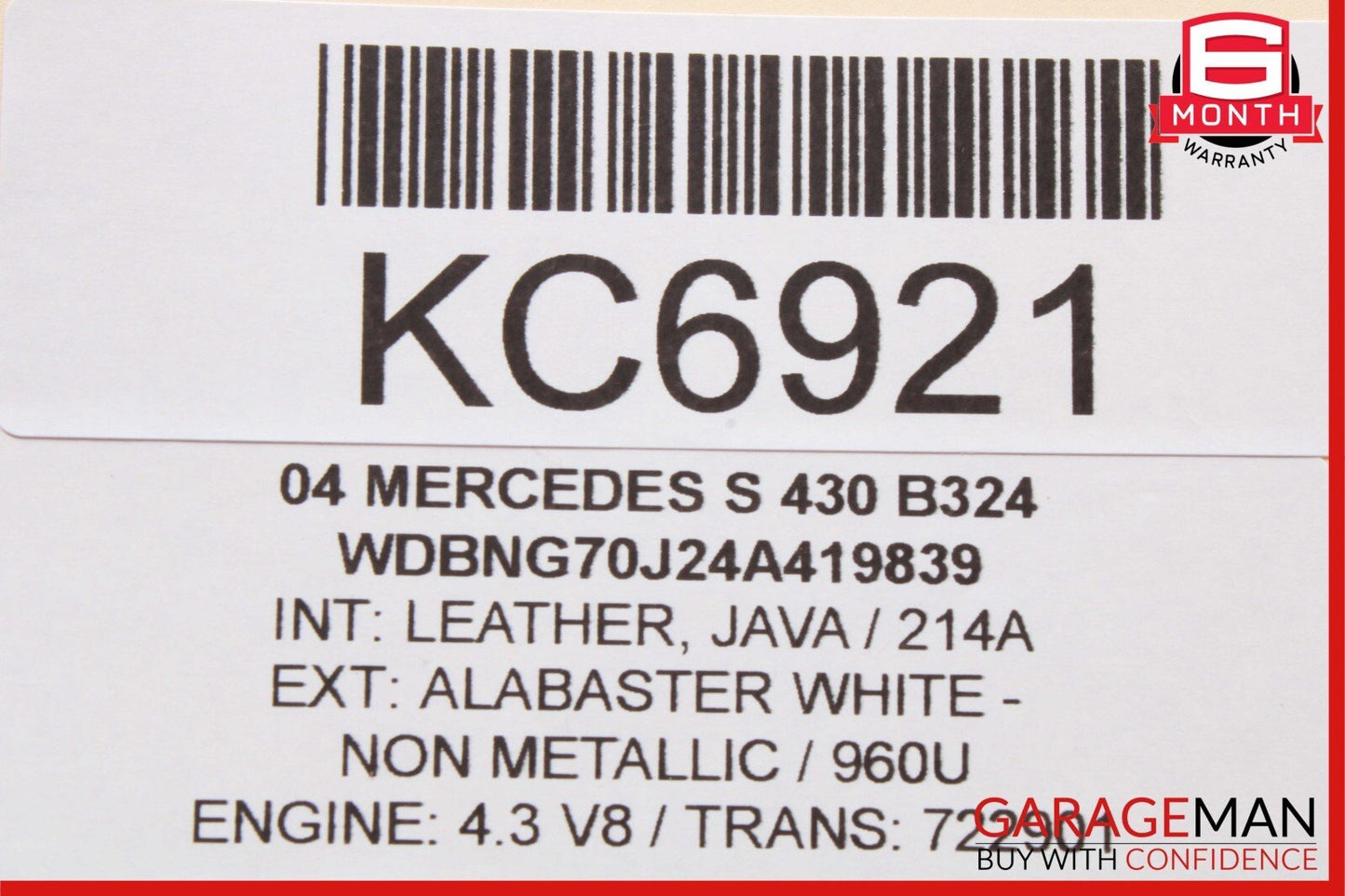 00-06 Mercedes W220 S430 S55 AMG Rear Left / Right Interior Dome Light Lamp Java
