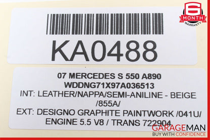 07-13 Mercedes W221 S550 Front Left Keyless Go Exterior Door Handle Graphite