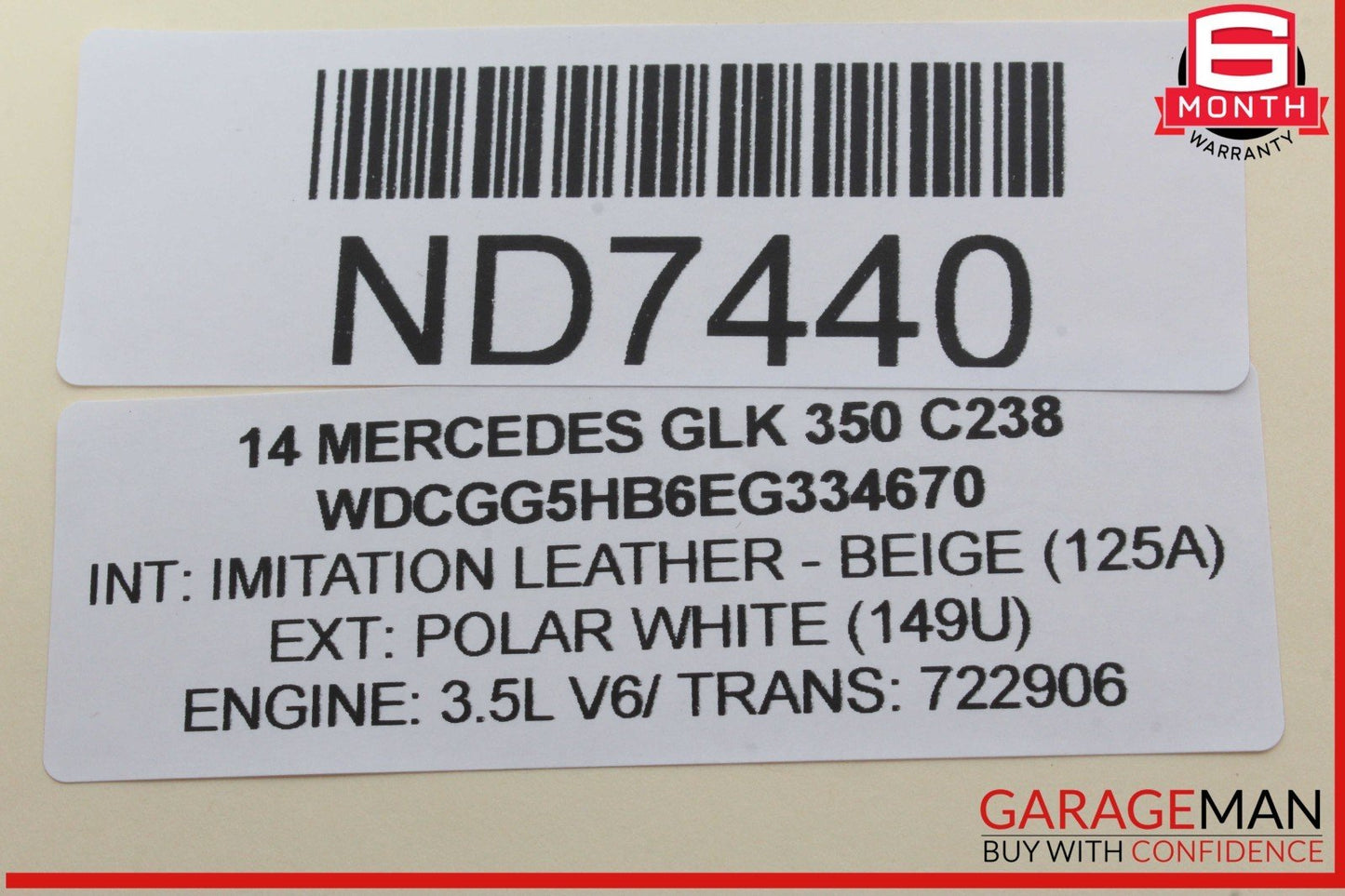 08-16 Mercedes X204 GLK350 E400 Rear Left Driver Side Window Regulator Motor OEM