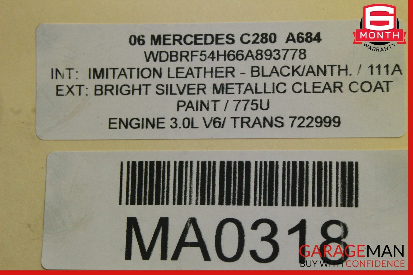01-11 Mercedes W203 C280 SLK300 Rear Right & Left Brake Caliper Calipers Set OEM