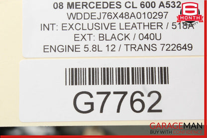 07-09 Mercedes W216 CL600 Front Left Side Complete Interior Door Panel Grey OEM
