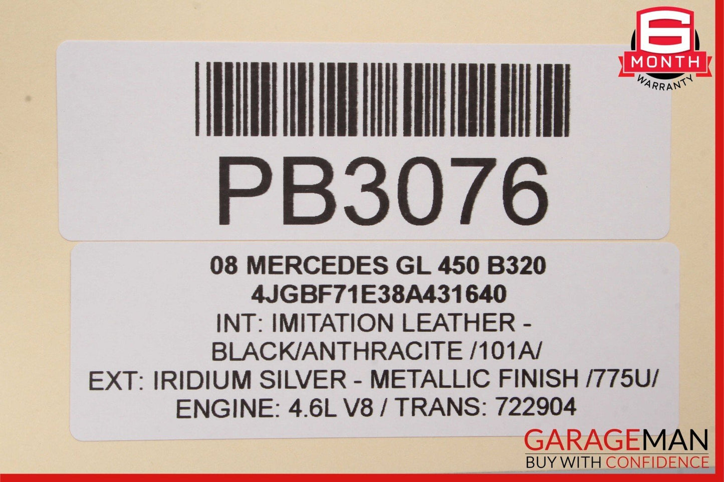 07-12 Mercedes X164 GL450 GL550 Front Right Top Upper Seat Cushion Leather Black