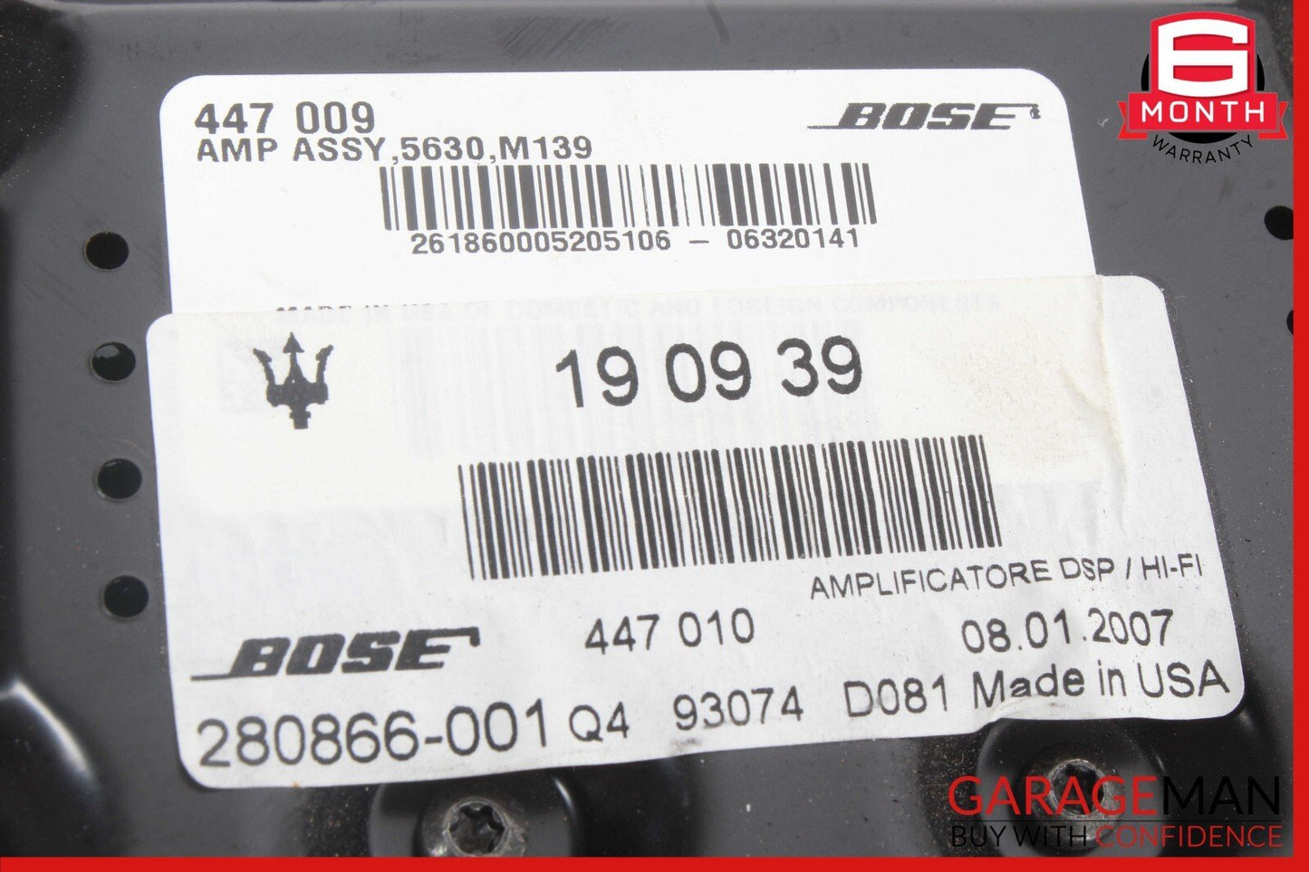03-08 Maserati Quattroporte M139 Bose Audio Amplifier Amp 190939 OEM