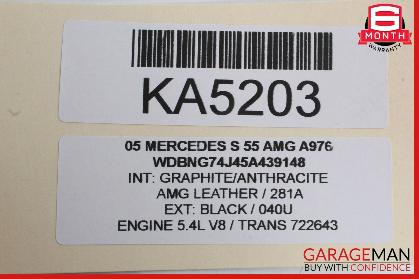 00-06 Mercedes W220 S55 AMG Rear Left Side Exterior Door Handle Black OEM