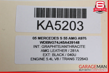 00-06 Mercedes W220 S55 AMG Rear Left Side Exterior Door Handle Black OEM