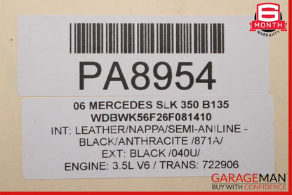 05-11 Mercedes R171 SLK350 SLK55 Hard Top Convertible Roof Folding Panel Black
