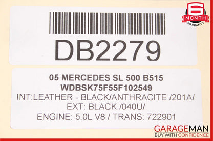 03-08 Mercedes R230 SL500 SL600 Front Hood Bonnet Cover Panel Assembly Black OEM