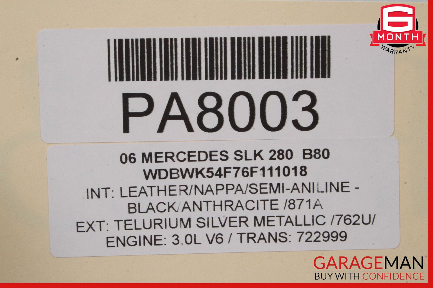 05-11 Mercedes R171 SLK280 SLK350 Front Left Side Top Upper Seat Cushion Black