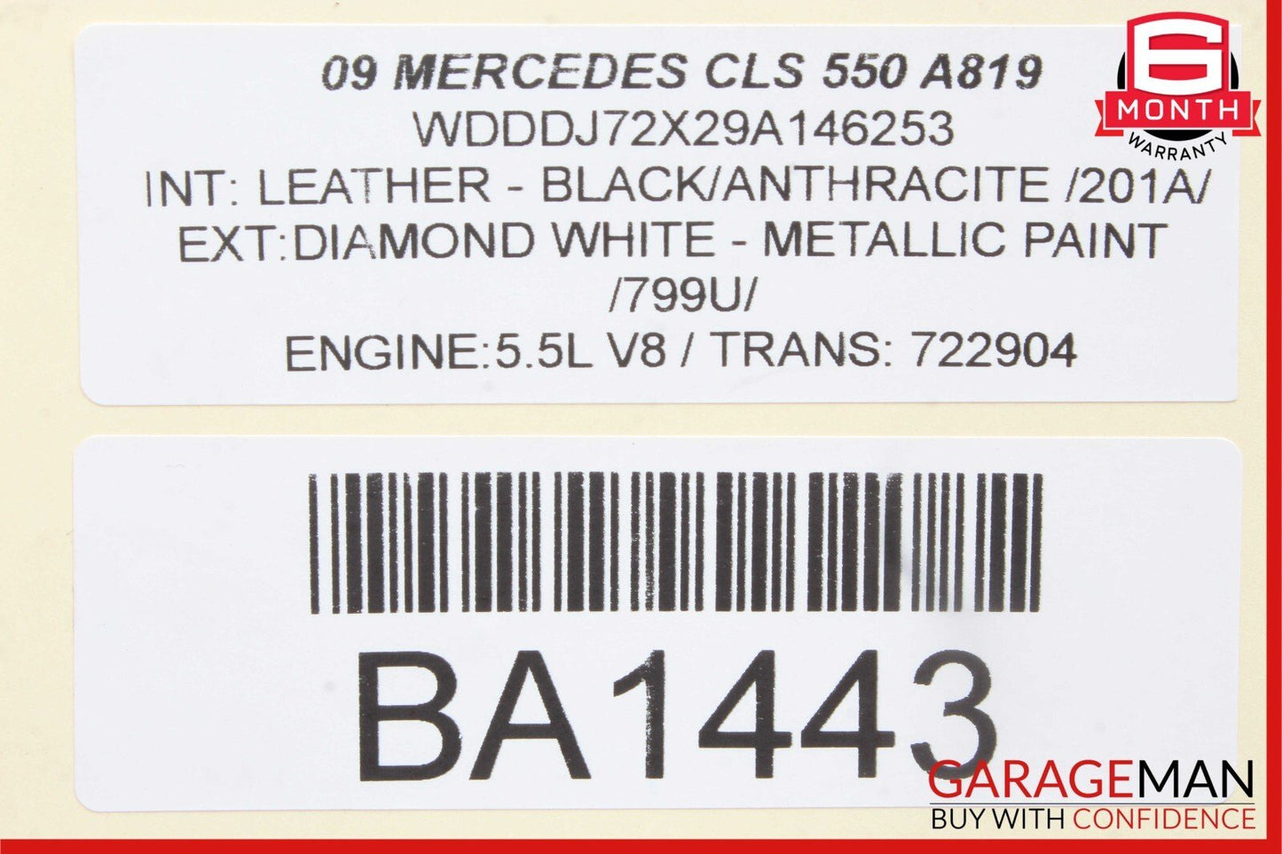 06-11 Mercedes W211 E350 CLS350 CLS550 Rear Overhead Dome Light Reading Map Gray