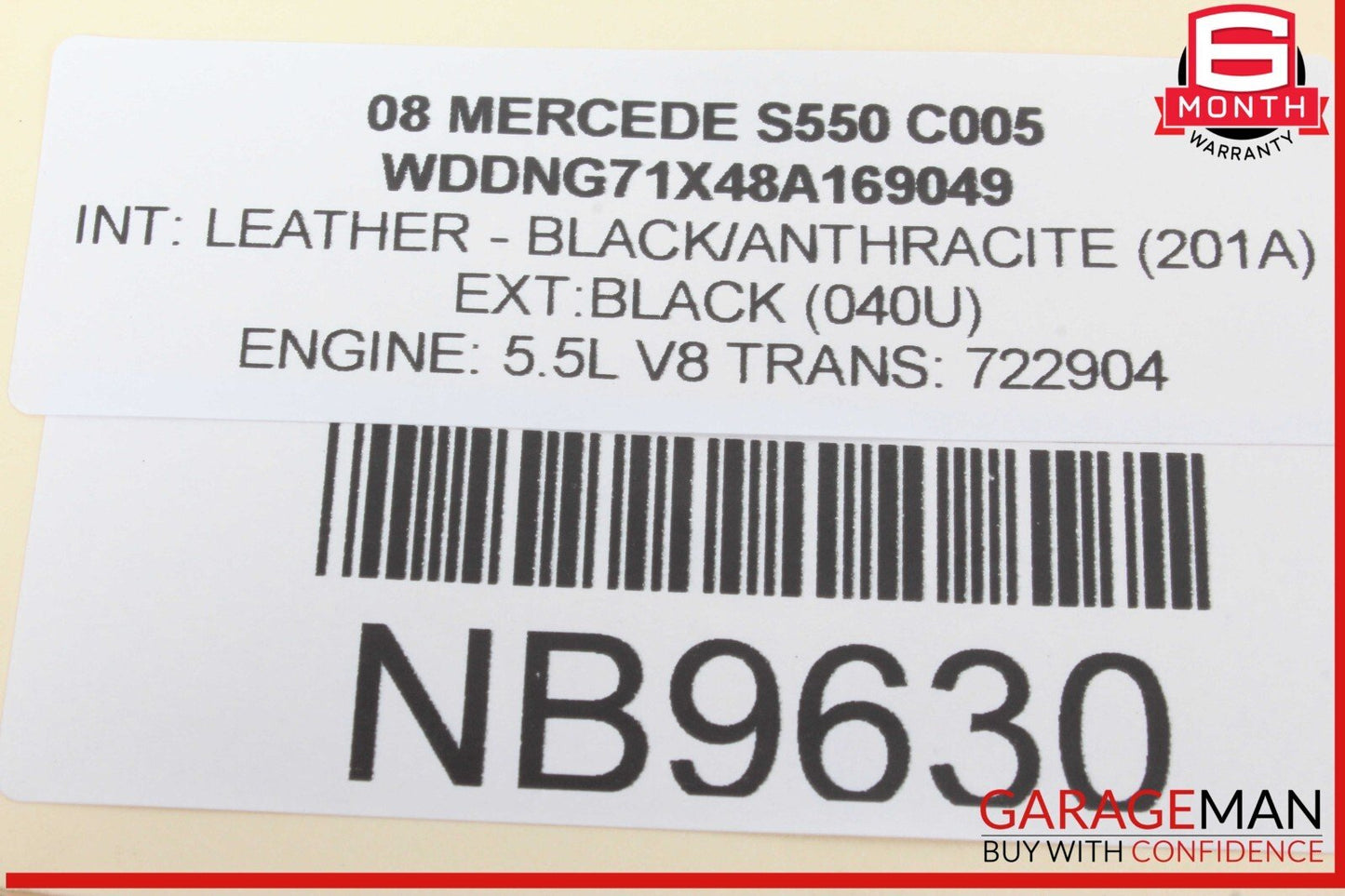 07-13 Mercedes W221 S550 S63 AMG Interior Top Upper Rear View Mirror OEM