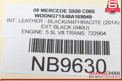 07-13 Mercedes W221 S550 S63 AMG Interior Top Upper Rear View Mirror OEM