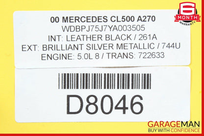 00-06 Mercedes W215 CL500 Top Upper Sunroof Moon Sun Roof Glass Panel 2157800021