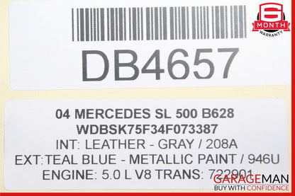 03-08 Mercedes R230 SL550 SL55 AMG Upper Radiator Core Support Headlight Bracket
