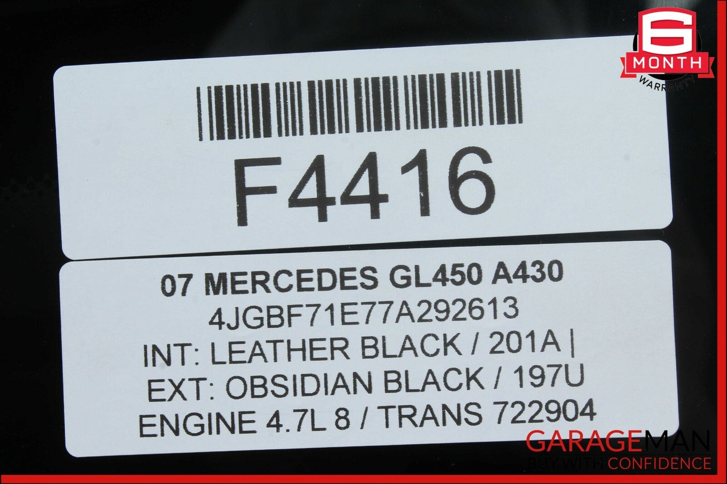 07-12 Mercedes X164 GL450 GL550 Rear Right Side Quarter Window Glass Panel OEM