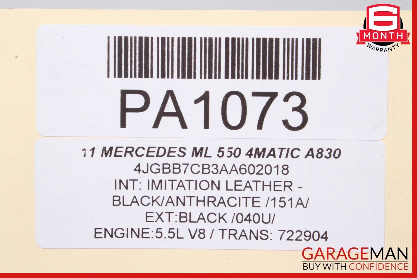 07-12 Mercedes GL450 ML350 Rear Left Side Interior Door Panel Cover Black OEM