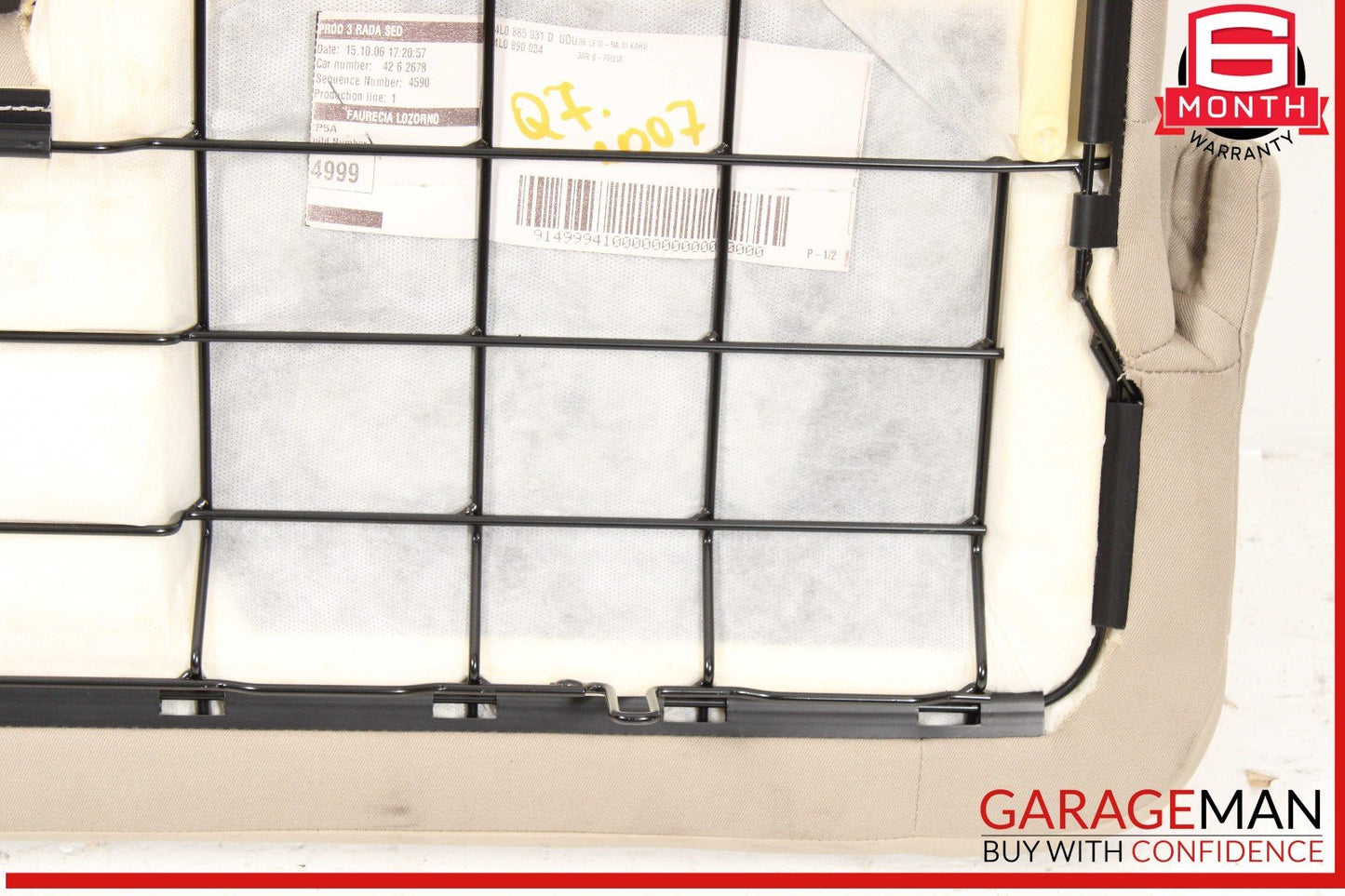 07-15 Audi Q7 Rear 3rd Row Lower Seat Bench Cushion Cover OEM