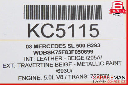 03-11 Mercedes R230 SL500 Left Convertible Roof Hydraulic Load Assist Cylinder