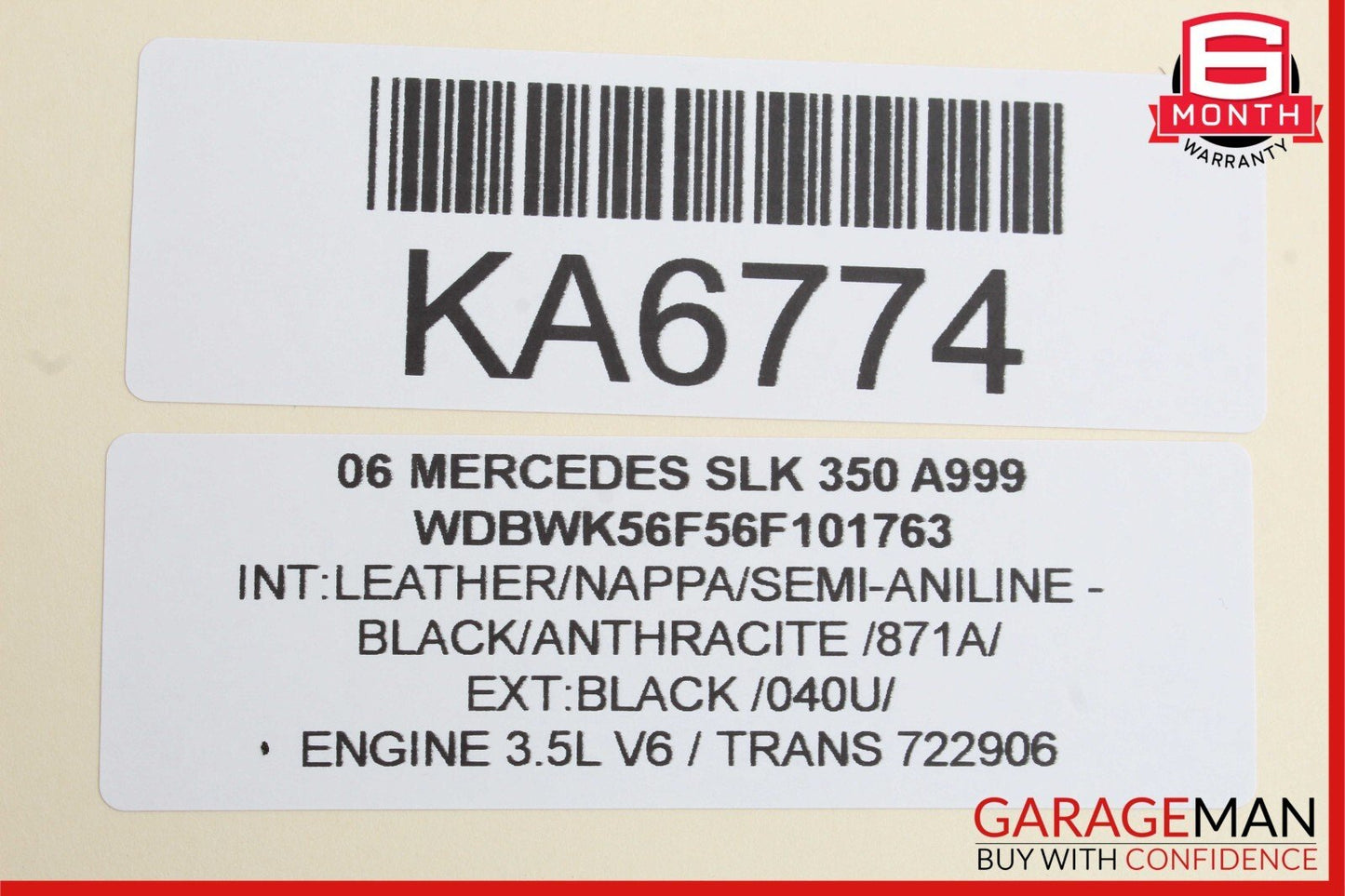 05-11 Mercedes R171 SLK300 Rear Right Convertible Top Side Trunk Lid Cylinder