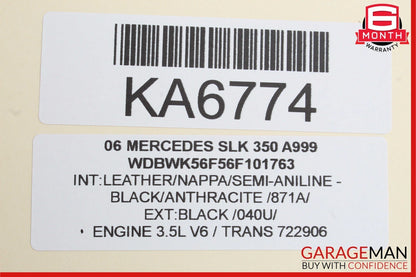 05-11 Mercedes R171 SLK300 Rear Right Convertible Top Side Trunk Lid Cylinder