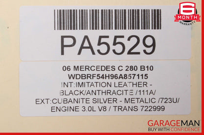 05-07 Mercedes W203 C280 C350 Rear Right Side Interior Door Panel Black A13 OEM