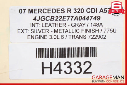 06-13 Mercedes W251 R320 R350 R500 Rear Bumper Reinforcement Impact Bar Rebar