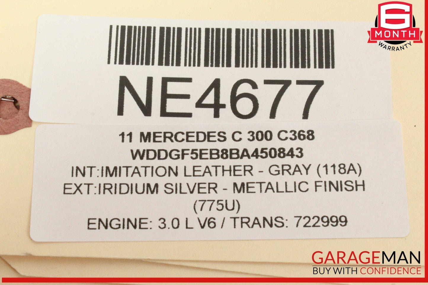 08-11 Mercedes W204 C300 C350 Interior Rear View Mirror Black 2048103417 OEM