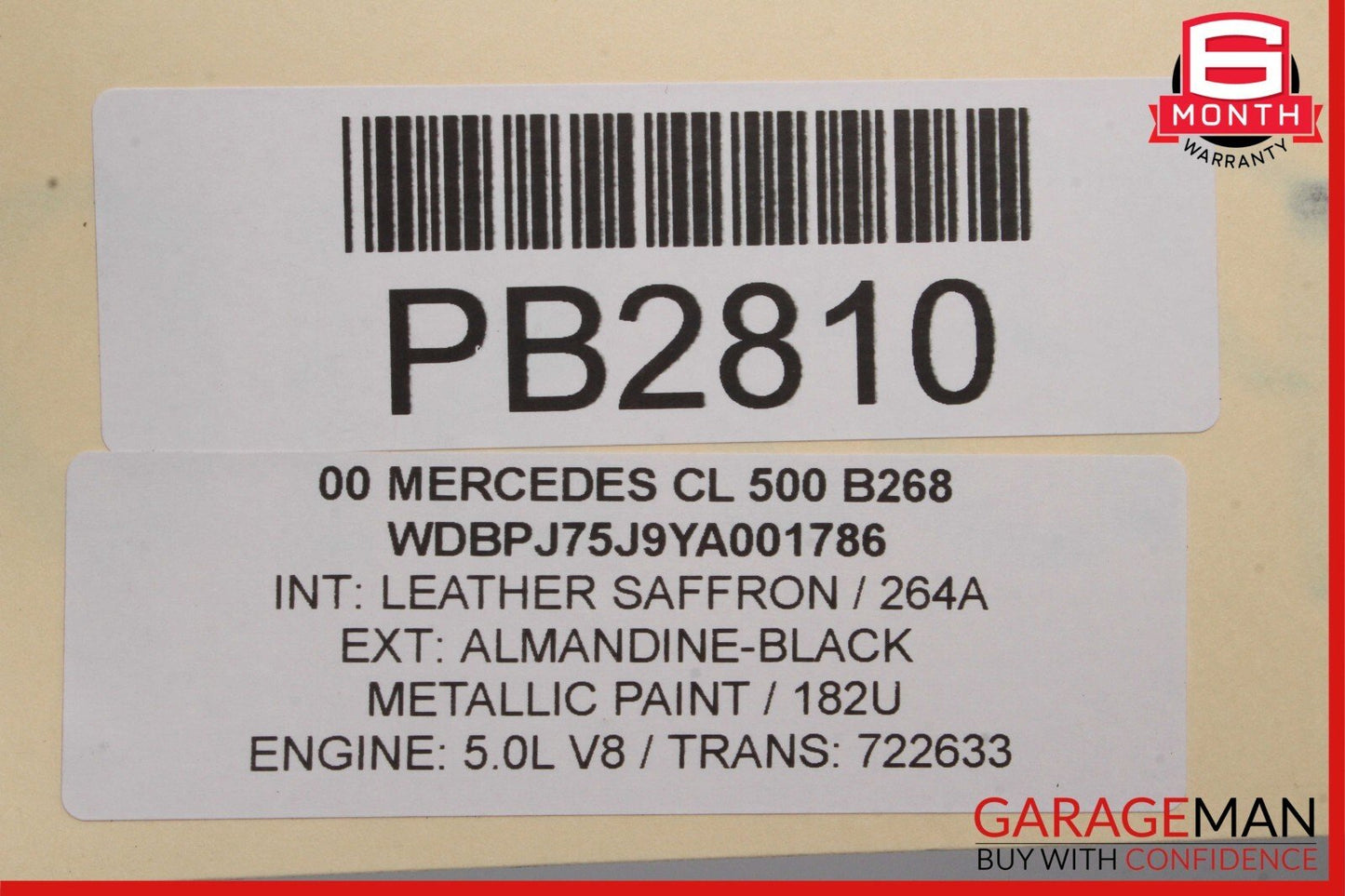 00-06 Mercedes W215 CL500 CL600 Base Left Side Skirt Rocker Panel Cover Molding