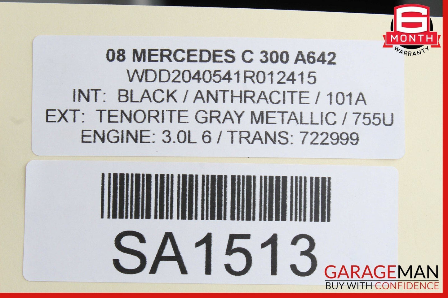 08-14 Mercedes W204 C250 C300 Sedan Interior Rear View Mirror Black