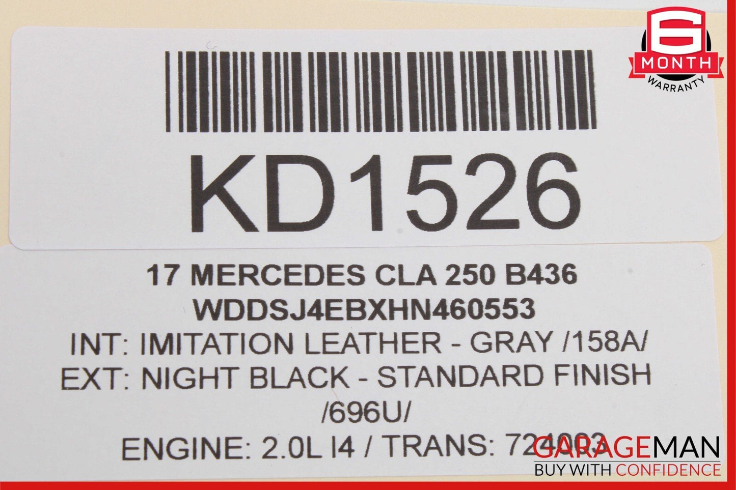 14-18 Mercedes W117 CLA250 Rear Right Top Upper Seat Cushion Cover Assembly OEM