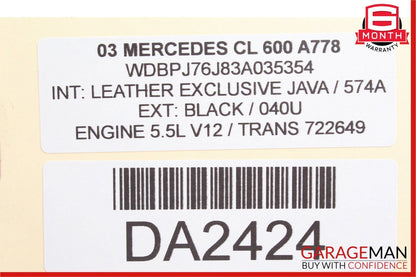 00-12 Mercedes W215 CL500 CLK500 SL600 Front Right Side Window Regulator Motor