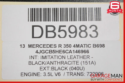 09-13 Mercedes W164 ML350 R350 Front Left Side Upper Seat Cushion Cover Black