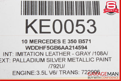 10-13 Mercedes W212 E350 E550 E400 Rear Left Side Interior Door Panel Assy Grey