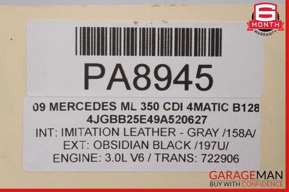 09-13 Mercedes W164 ML350 R350 Front Right Side Top Upper Seat Cushion Grey OEM