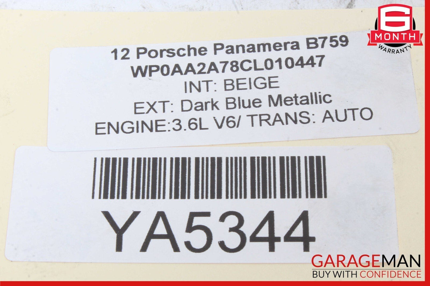 11-16 Porsche Panamera 970 3.6L V6 Fuel Injector Rail w/ Fuel Injectors OEM