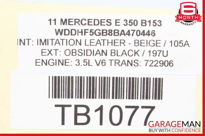 05-13 Mercedes W212 E350 Front Left Side Engine Timing Chain Cover Plate OEM