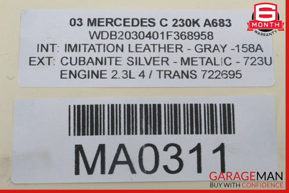 01-07 Mercedes W203 C230 Rear Right / Left Side Lower Control Thrust Arm Cover