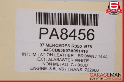 06-13 Mercedes W251 R350 Left Side Skirt Rocker Moulding Panel Alabaster White