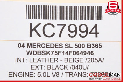 03-12 Mercedes R230 SL500 SL55 AMG Left Trunk Lock Frame Cylinder 2307900371 OEM