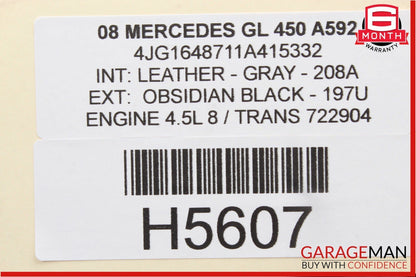 06-12 Mercedes X164 GL450 ML350 Front Overhead Dome Light Reading Map Lamp Grey