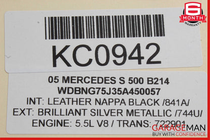 00-06 Mercedes W220 S55 AMG Rear Left / Right Headliner Reading Map Dome Light
