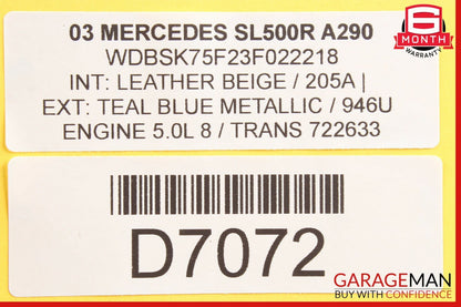 00-06 Mercedes R230 SL500 CL500 Key Less Go Entry Computer Control Module OEM
