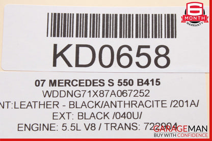 07-09 Mercedes W221 S550 S600 S63 AMG Front Interior Rear View Mirror 2218110007