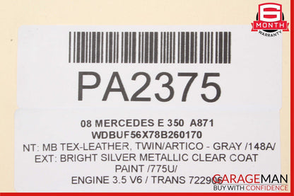 07-09 Mercedes W211 E350 Front Right Interior Door Panel Cover Assembly Gray