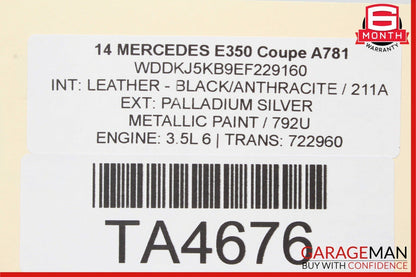 12-16 Mercedes E350 GLK350 C350 M276 V6 3.5L Complete Engine Assy RWD OEM 155k