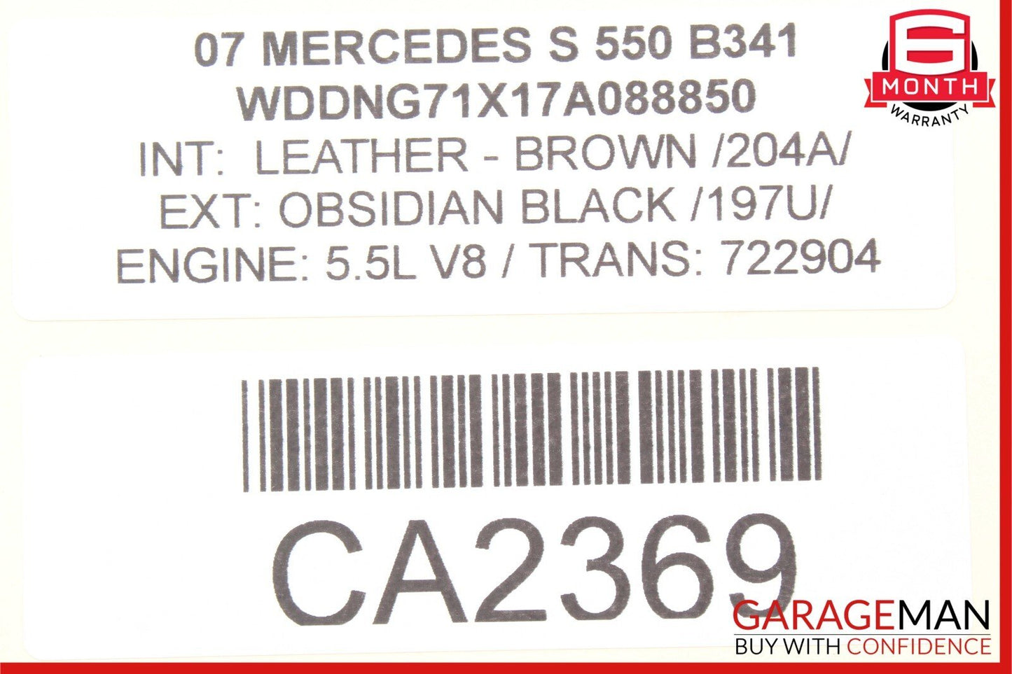 07-09 Mercedes W221 S550 S600 Right Side Mirror Door Rear View Black OEM
