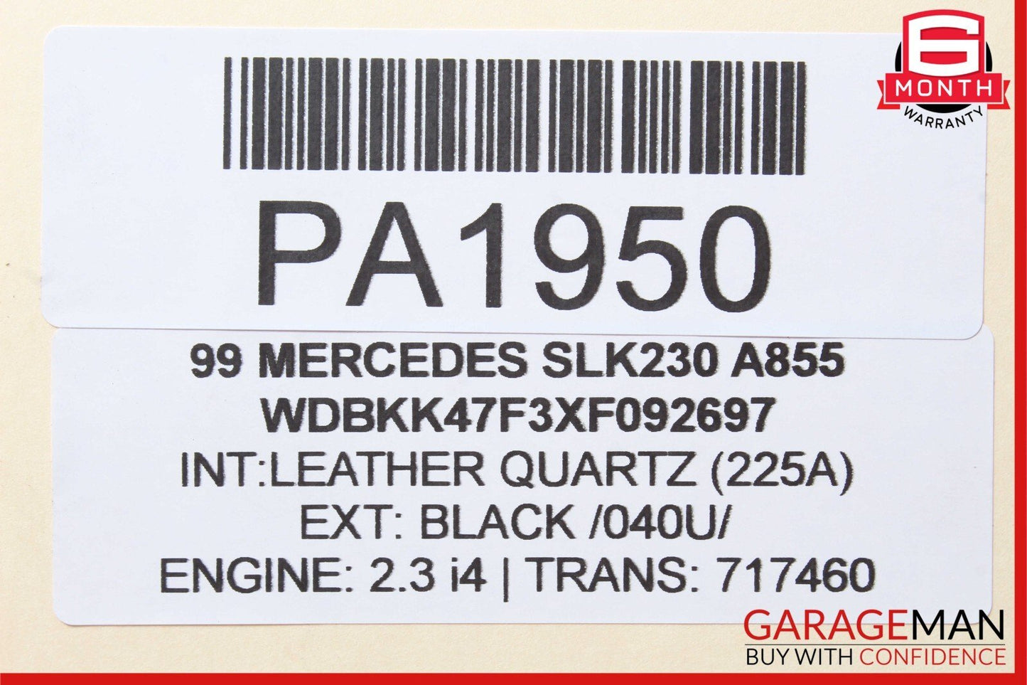 97-04 Mercedes R170 SLK230 Front Right Passanger Side Sun Visor Black OEM